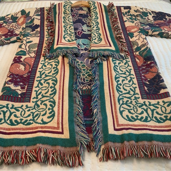 Lady Hawke Blanket Coat Tapestry Cardigan  Western Cottage -Core Boho Gypsy - Picture 12 of 13